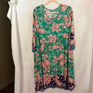 No Brand Green Paisley Swing Dress, Size 3X, NWOT, MAKE AN OFFER!!!